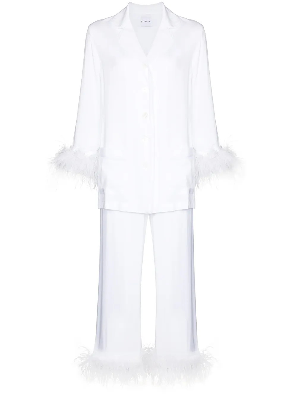 feather trim pajama set | Farfetch Global
