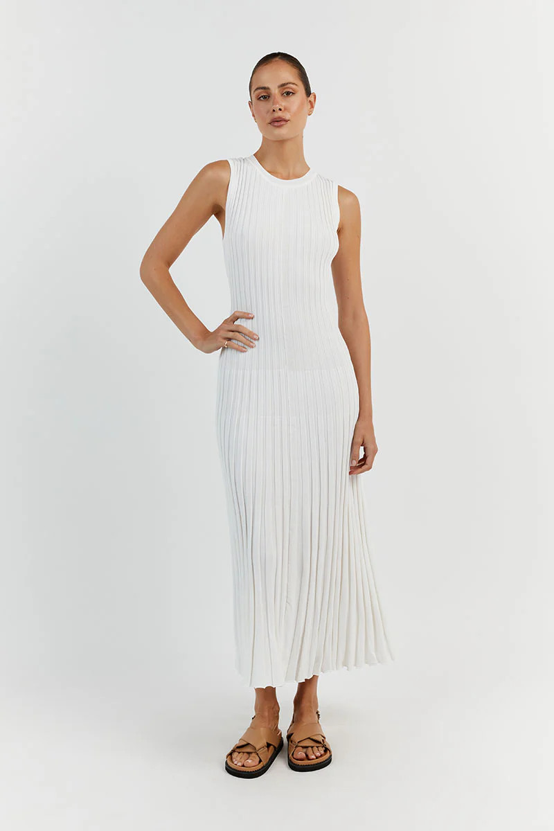 ADA OFF WHITE SLEEVELESS MIDI DRESS | DISSH