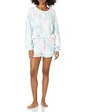 Goodthreads Women Tie Dye Crew Neck Long Sleeve Pajama Sets Ruffle Sleepwear Front Drawstring Nightw | Amazon (US)