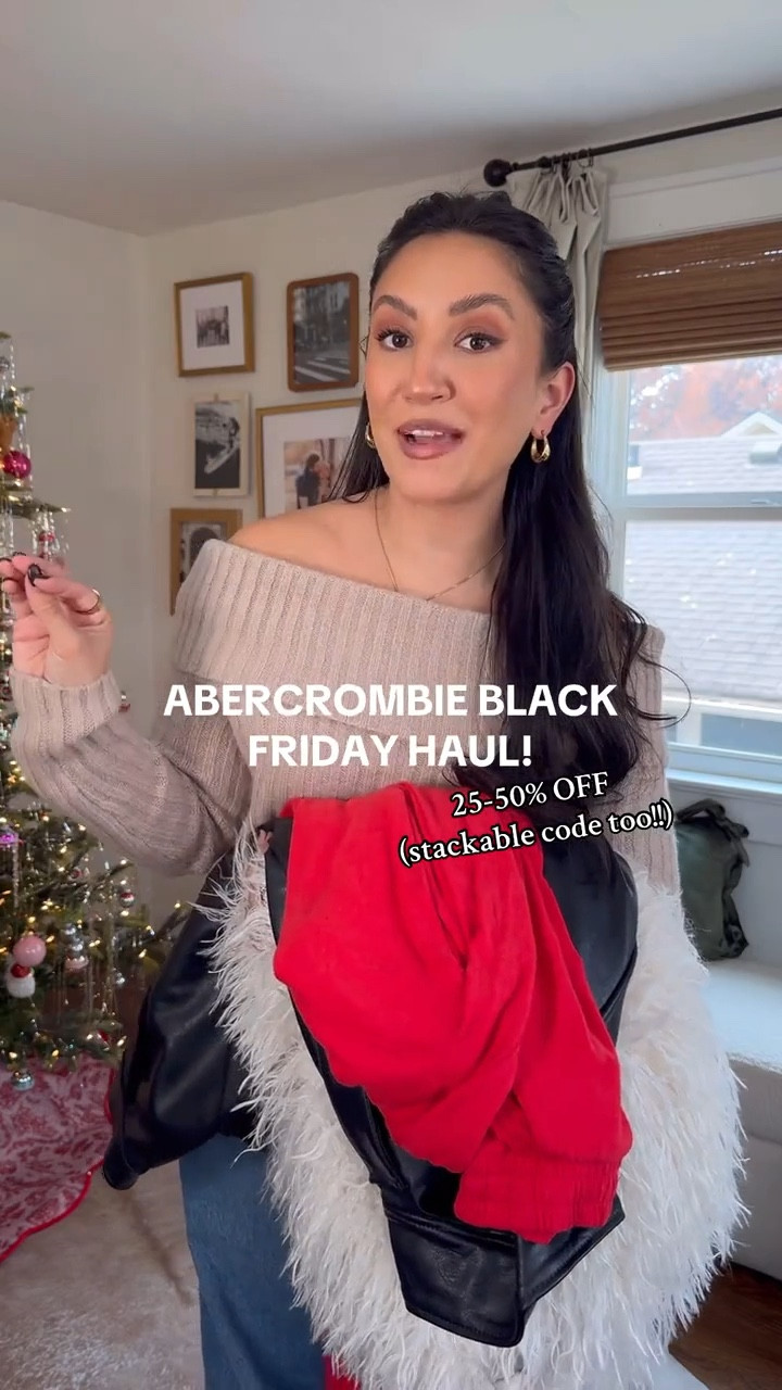 Abercrombie Black Friday!! 25-50% off, plus stack “CYBERAF” for another 15% off!

Off the shoulder beige sweater- small
Matching lounge set in red- smalls 
Bra free lace top- small
High rise loose jean- 27 short
Shaggy white jacket- small
Brown long wool coat- small
Chiefs sweater- small (runs big)

#LTKCyberWeek #LTKootd #LTKHoliday