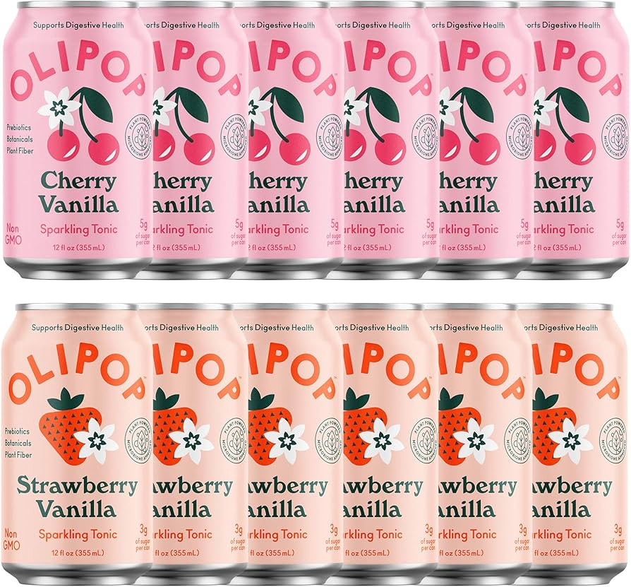 OLIPOP - Pink Pops, Strawberry Vanilla & Cherry Vanilla, Healthy Soda Variety Pack, Prebiotic Sof... | Amazon (US)