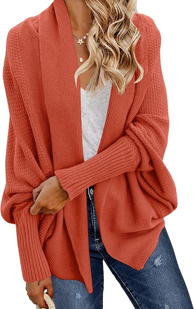 GRECERELLE Women's Kimono Batwing Cable Open Front Knitted Slouchy Oversized Wrap Cardigan Sweate... | Amazon (US)