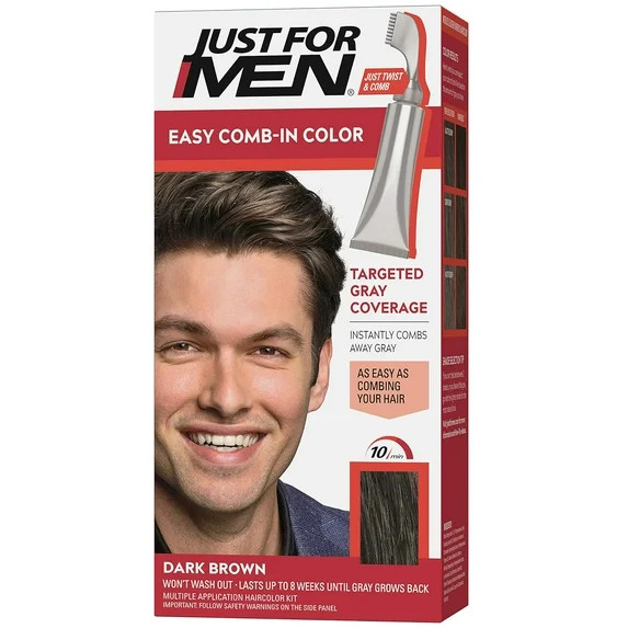 Just For Men Easy Comb-in Hair Color for Men with Applicator, Dark Brown, A-45 | Walmart (US)