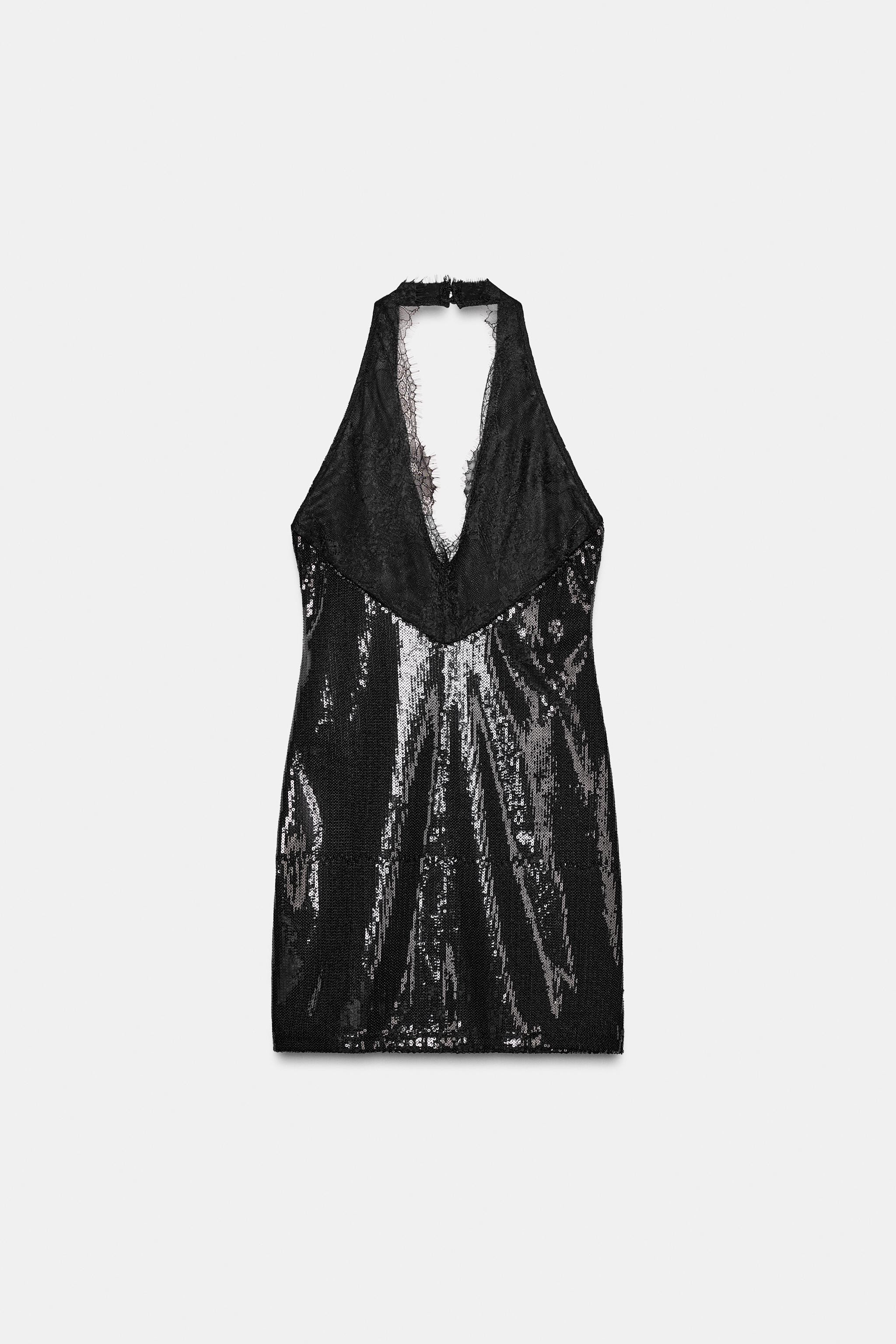 SEQUIN HALTER SHORT DRESS | Zara US