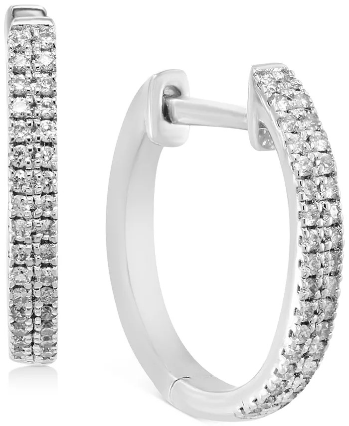 EFFY® Diamond Small Double Row Hoop Earrings (1/5 ct. t.w.) in Sterling Silver or 14k Gold-Plate... | Macys (US)