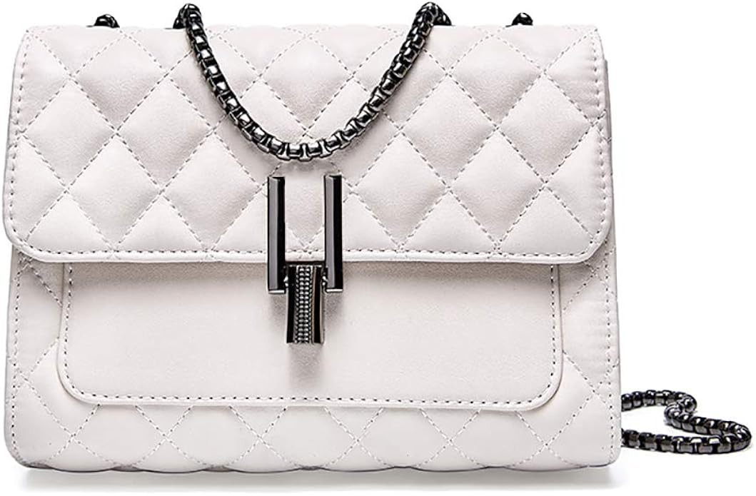 Plergi Small Genuine Leather Crossbody Quilted Flap Handbag with Chain Strap for Women Lightweigh... | Amazon (US)