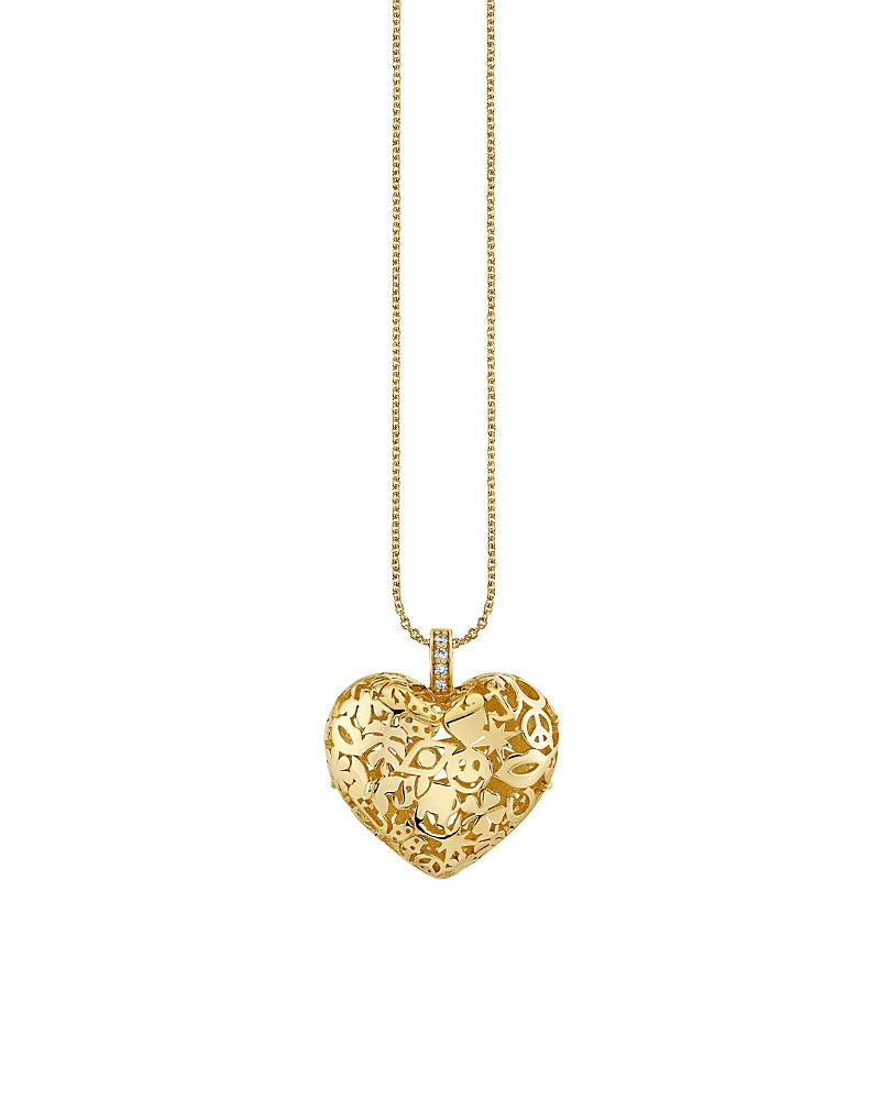 Sydney Evan 14K Yellow Gold Diamond Puffy Icon Wallpaper Heart Charm Necklace, 16 | Bloomingdale's (US)