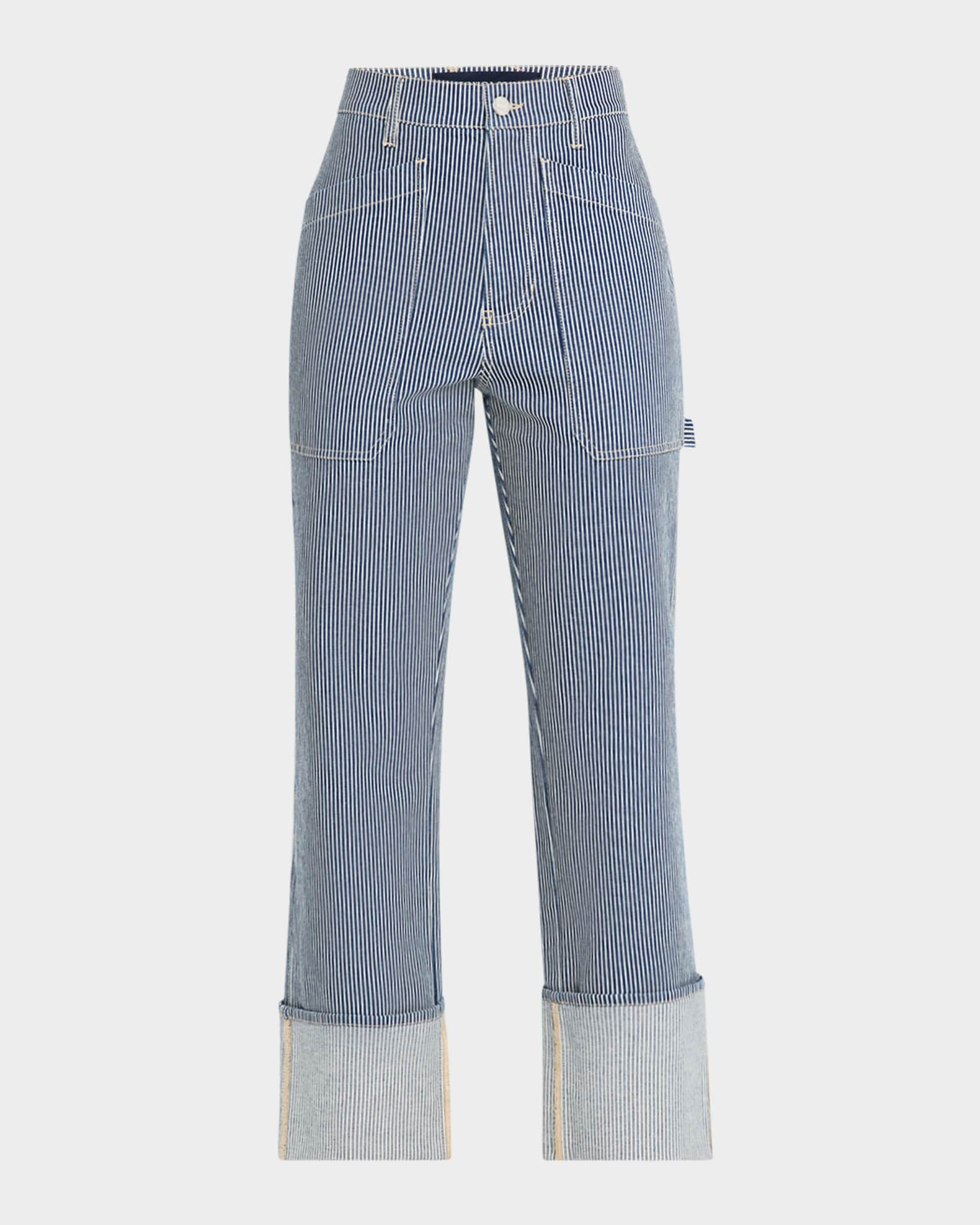 Dylan High-Rise Straight Cuffed Jeans | Neiman Marcus