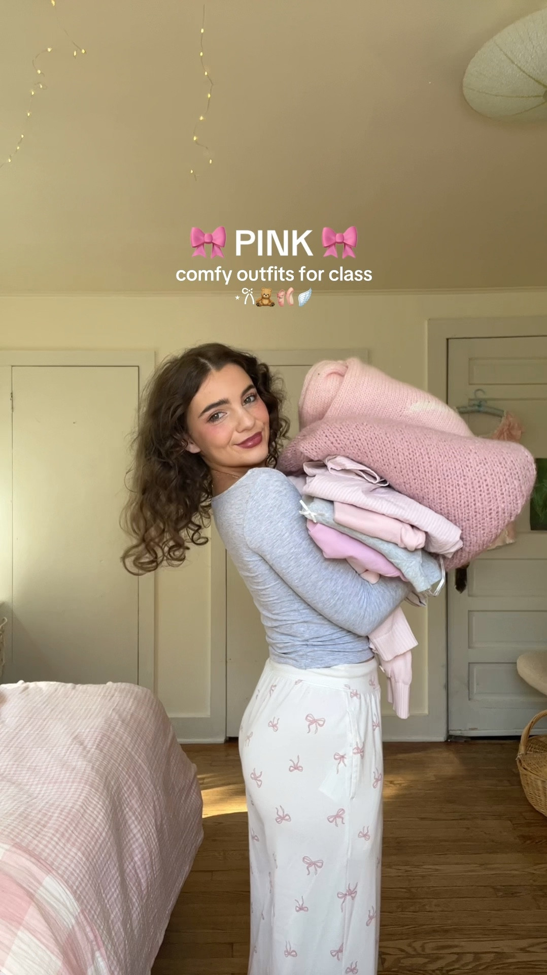 PINK COZY fall outfit inspo for class 🎀 the red shoes I linked are the brown shoes, click and you see other colors! the sweater with the bow is from small business “favorite child collective!” #

#LTKSeasonal #LTKHoliday #LTKGiftGuide