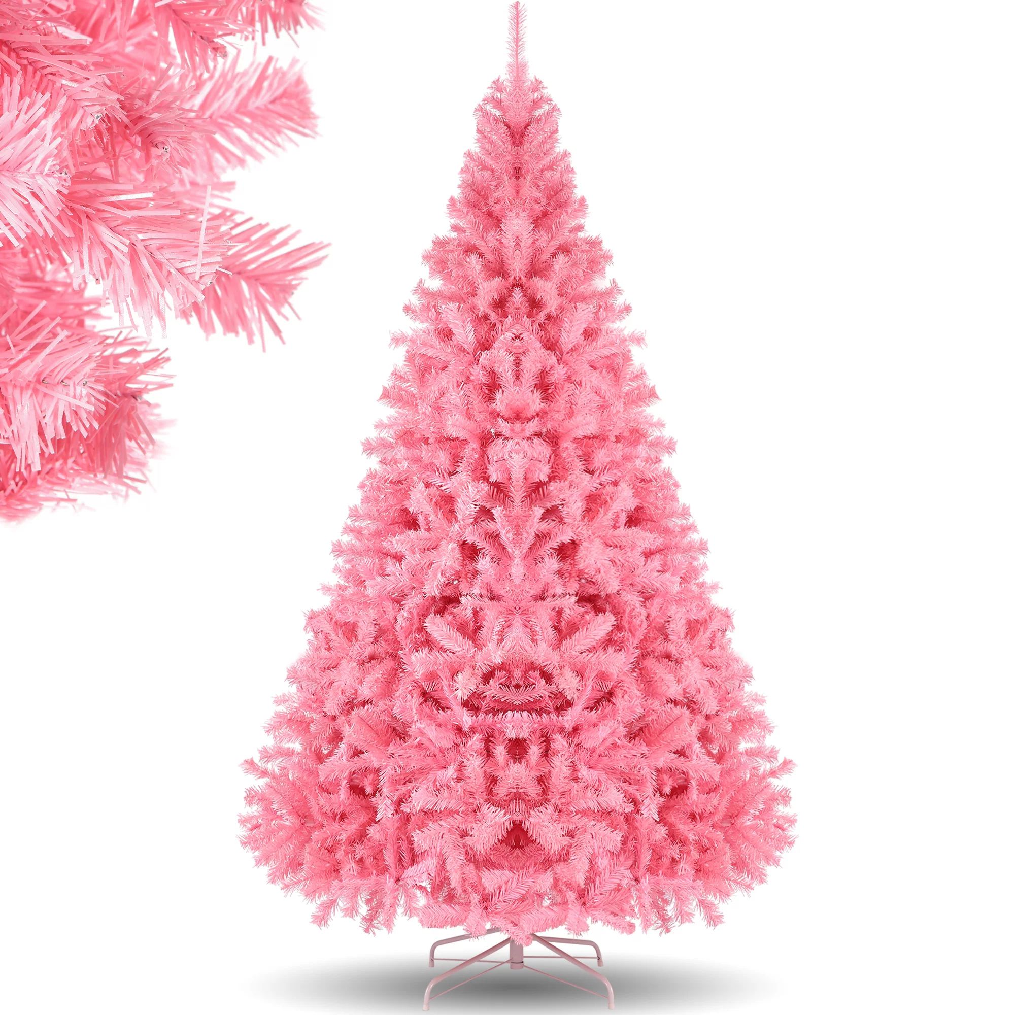 6Ft Artificial Pink Christmas Tree Festive Holiday Decoration with 1,477 Branch Tips, Foldable Me... | Walmart (US)