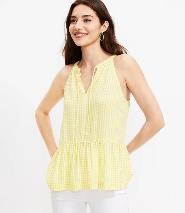 Gingham Peplum Halter Cami | LOFT