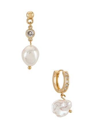 Ettika Pearl Drop Earrings Set in Gold from Revolve.com | Revolve Clothing (Global)