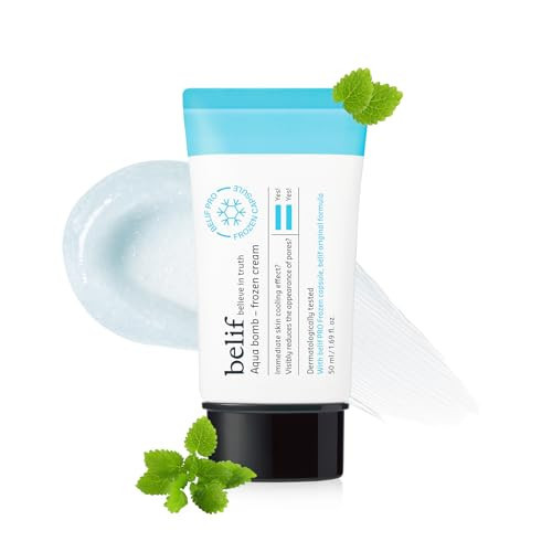 belif Aqua Bomb Frozen Gel Moisturizer – Soothe & Depuff with Copper Peptides, Niacinamide & Caffeine. Refreshing Hydration Cream with Cooling Capsules - Lightweight, Korean Skincare, 1.69 fl oz | Amazon (US)