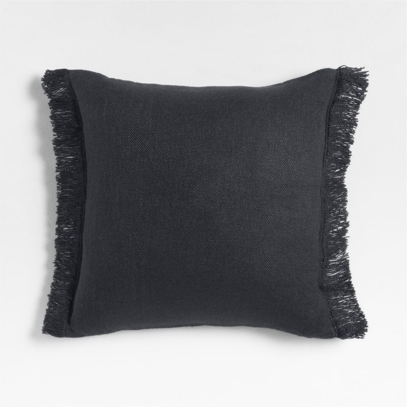 Casual Textured Fringe 23x23 Deep Indigo Throw Pillow with Down-Alternative Insert | Crate & Barr... | Crate & Barrel