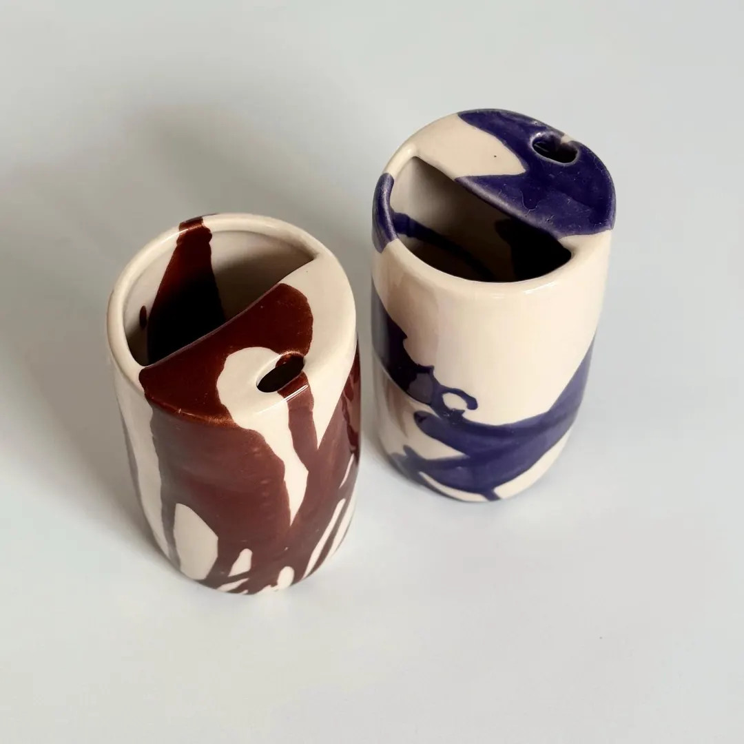 Handmade Ceramic Tumbler – Splatter Drip-Glaze Travel Cup with Straw | To‑Go Sippy Mug | Zero... | Etsy (US)