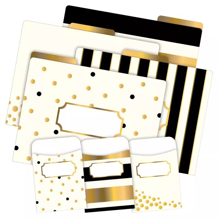 Barker Creek 12 Letter-Size File Folders &#38; 30 Adhesive Pockets Set - Gold | Target