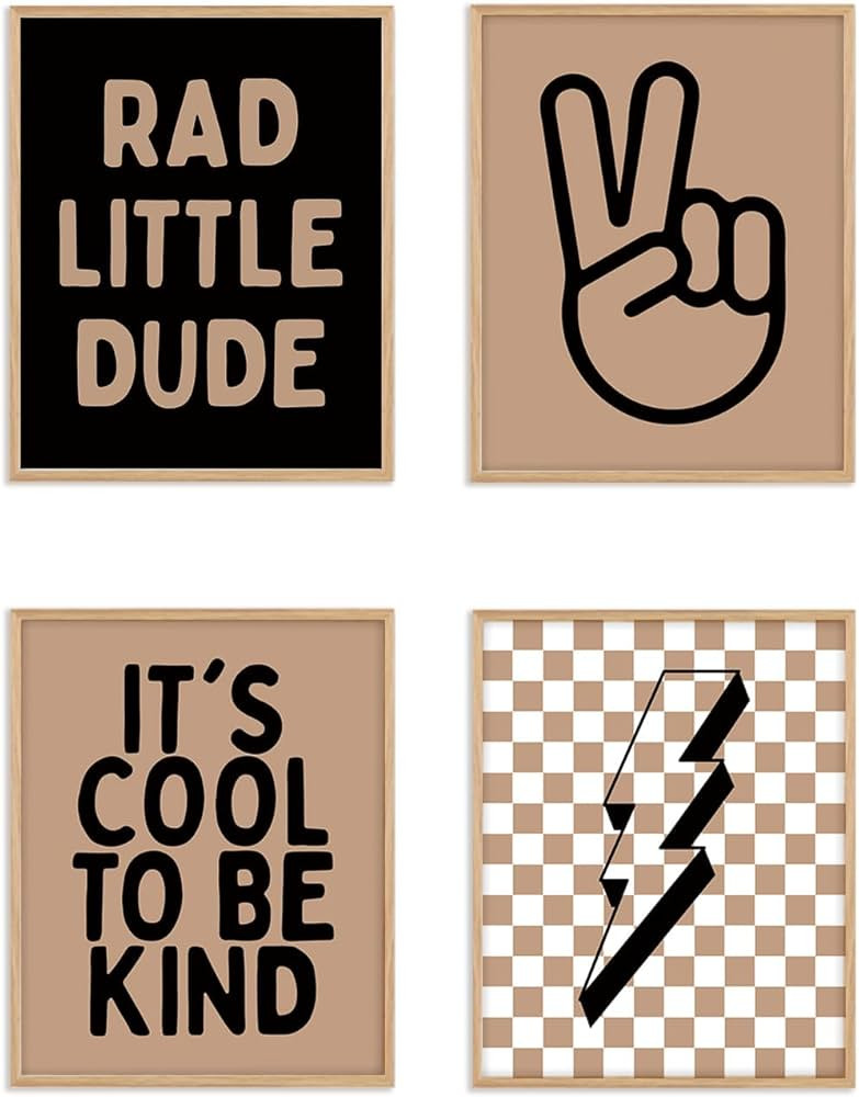 Boat Wades Retro Checkered Preppy Posters 4PCS - Preppy Room Decor, Toddler Room Decor for Kids L... | Amazon (US)