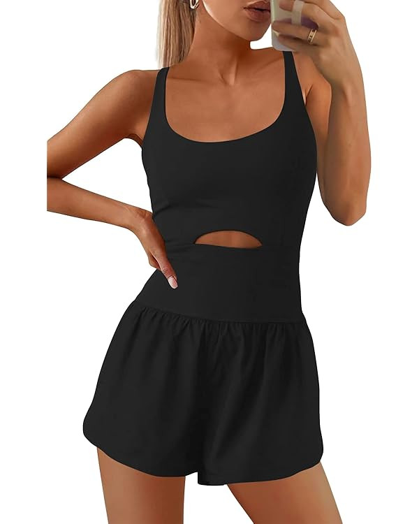 SENSERISE Womens Athletic Romper Workout Romper Running Onesie One Piece Jumpsuits Tennis Outfits... | Amazon (US)