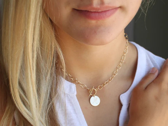 Toggle Necklace Necklaces for Women Custom Initial Necklace | Etsy | Etsy (US)