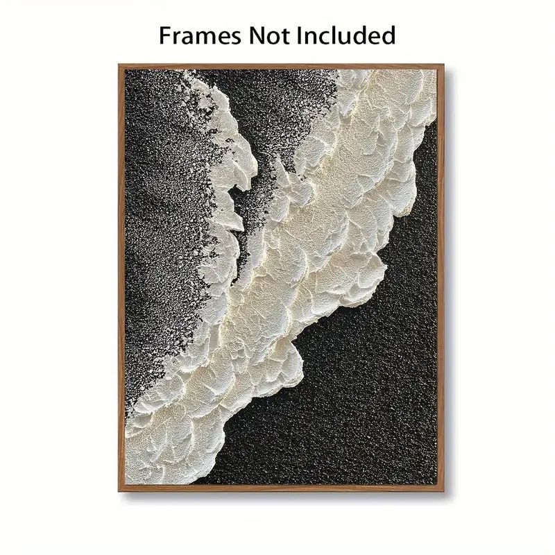 Frameless Canvas Decorative Painting, Bathroom Canvas Wall Art Black And White Abstract Wave Beac... | Temu Affiliate Program