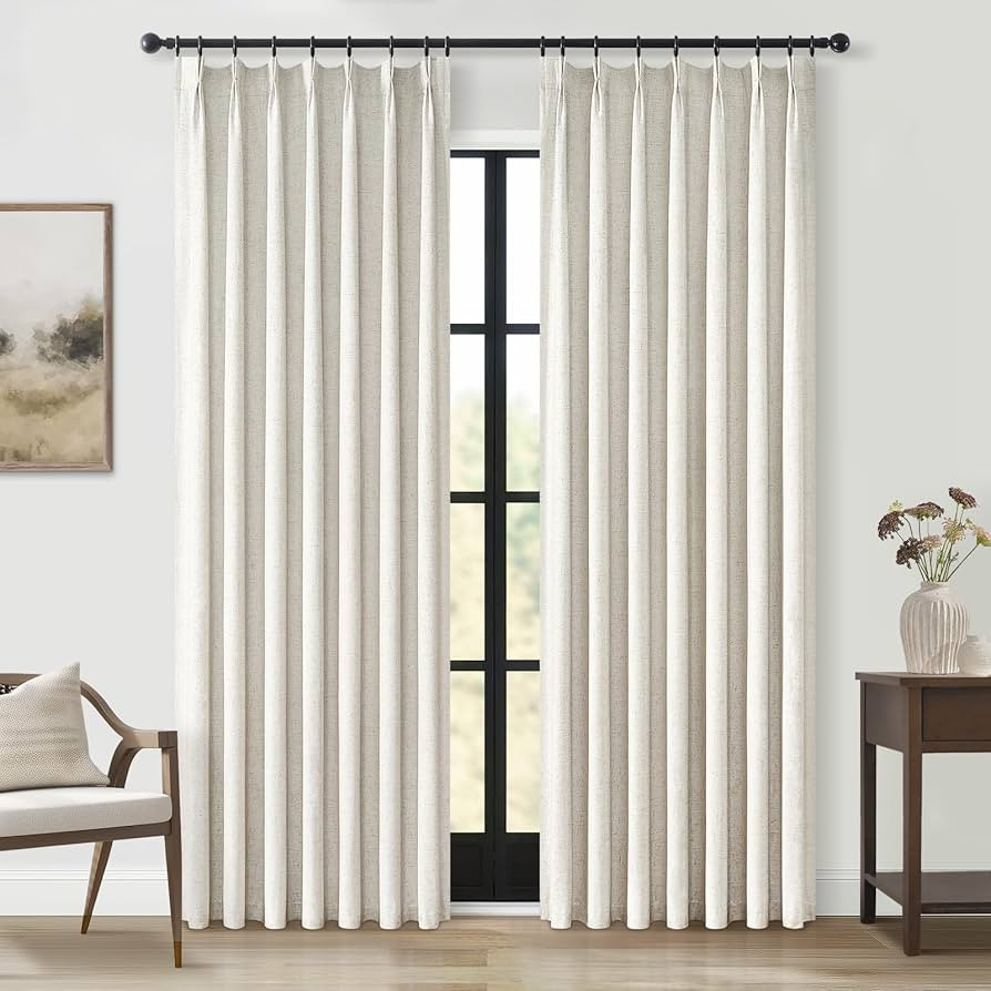 Topfinel Pinch Pleated Curtains 96 Inch Long, 100% Blackout Thermal Insulated Natural Linen Pinch... | Amazon (US)