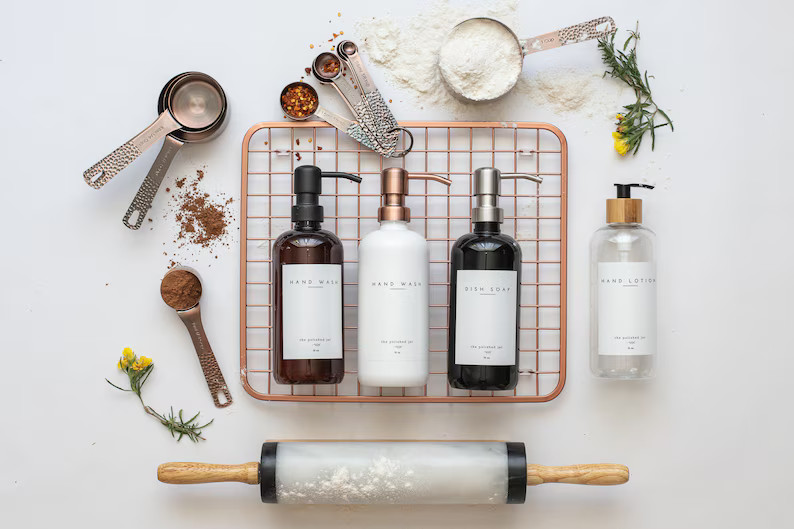 Plastic Bottle | Amber/Clear/White/Black Bottle Soap Dispenser | Hand Wash/Dish Soap/Hand Lotion ... | Etsy (US)