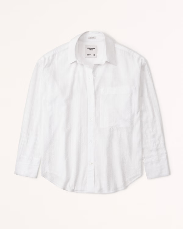 Oversized Linear Textured Shirt | Abercrombie & Fitch (US)