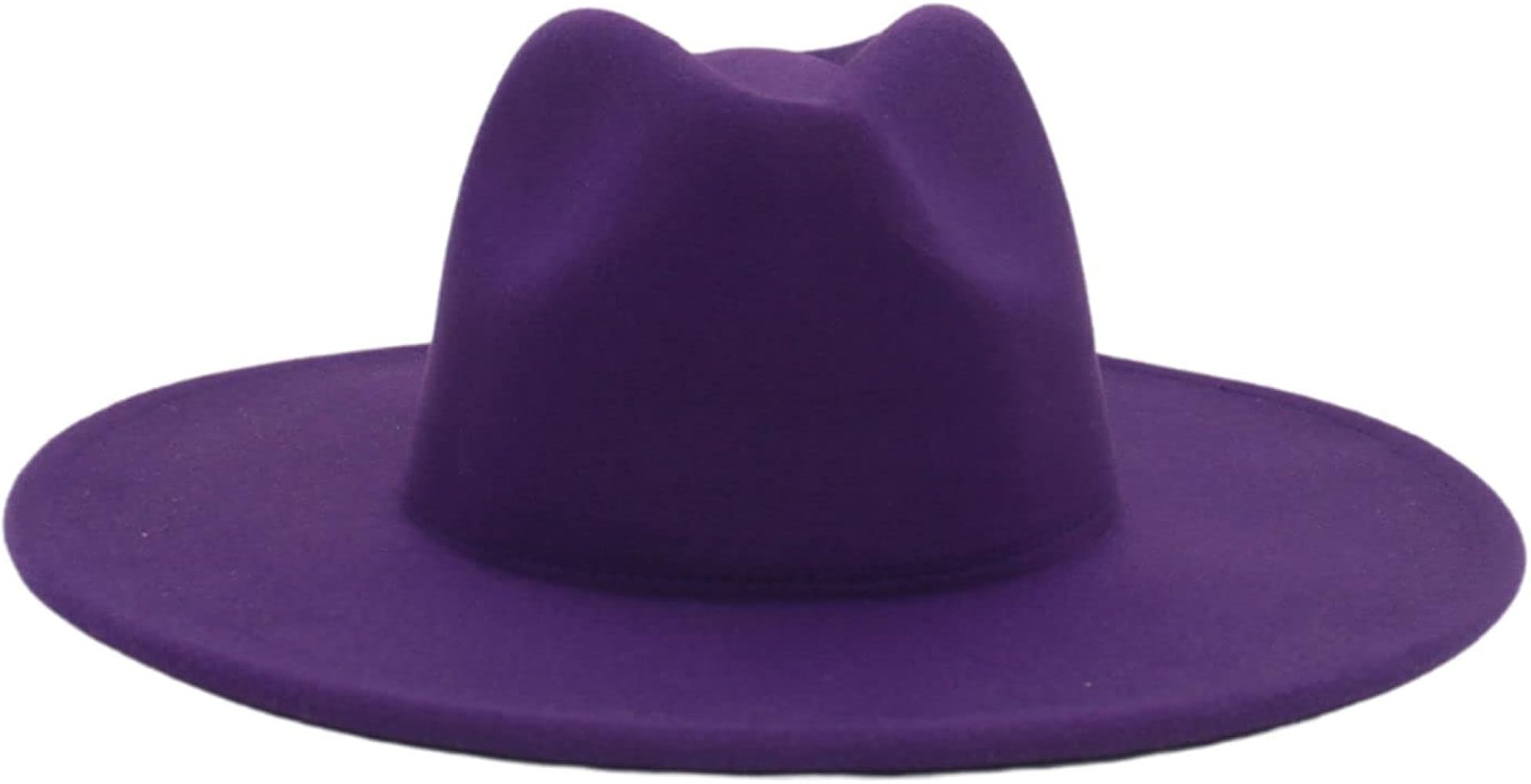YESBOR Womens Mens Retro Wide Brim Fedora Trilby Hat Vintage Solid Color Jazz Cap | Amazon (US)