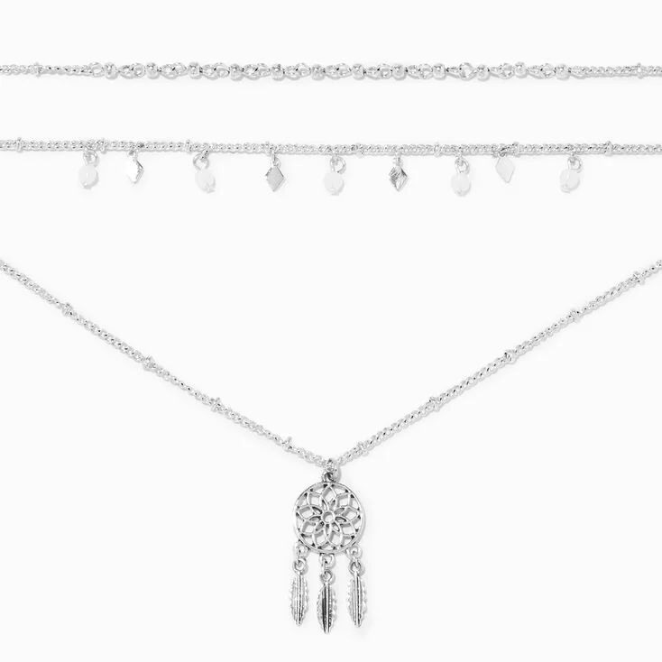 Burnished Silver Dreamcatcher Multi Strand Necklace | Claire's (US)