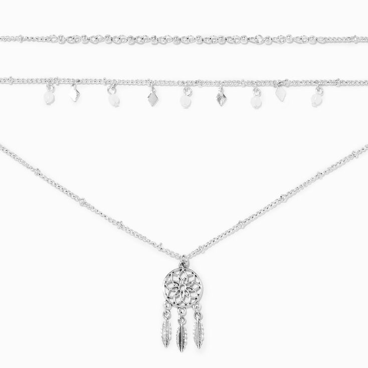 Burnished Silver Dreamcatcher Multi Strand Necklace | Claire's (US)