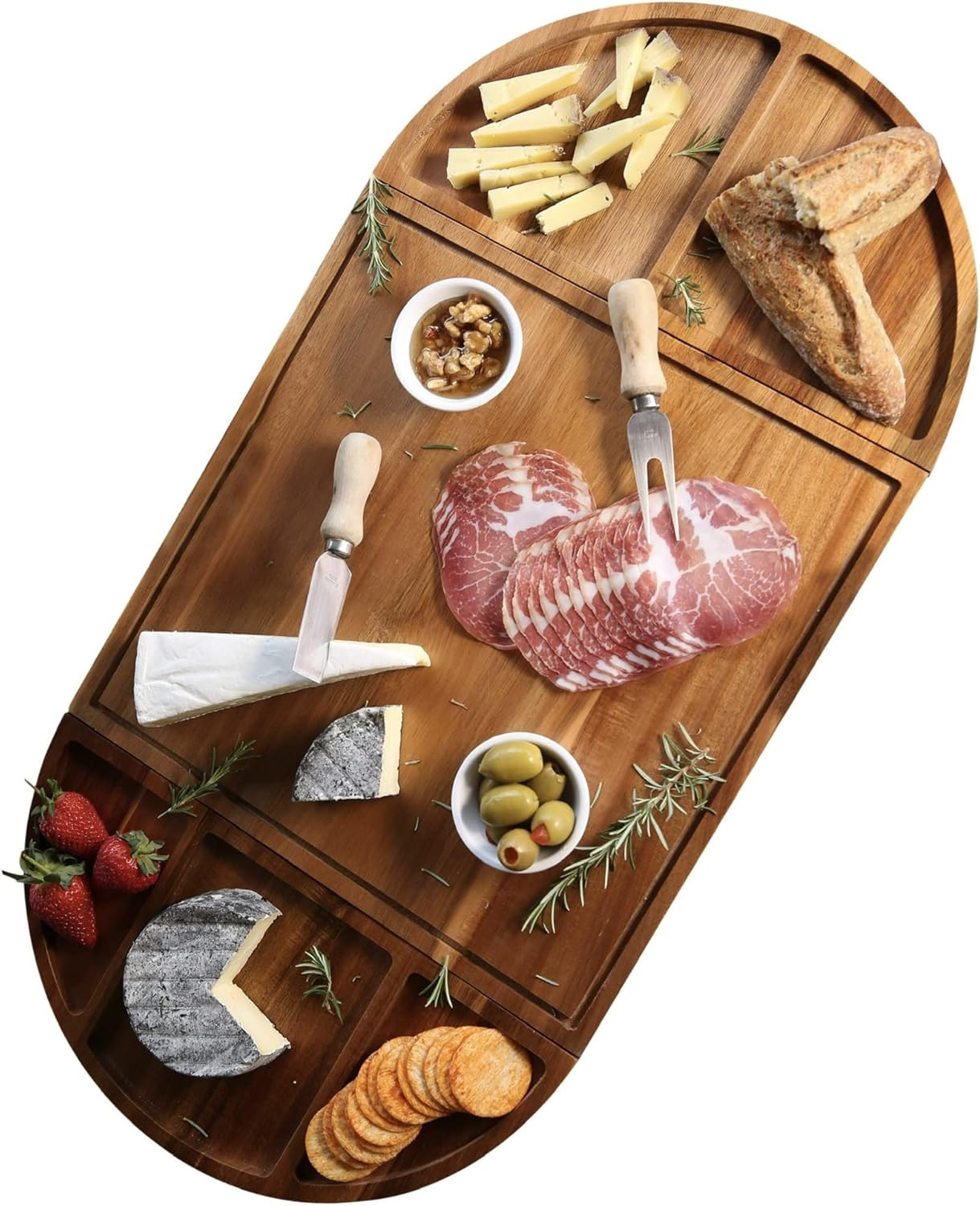 Magnetic Large Charcuterie Board Set - Acacia Wood Round Cheese Board Set - Unique Wooden Charcut... | Amazon (US)