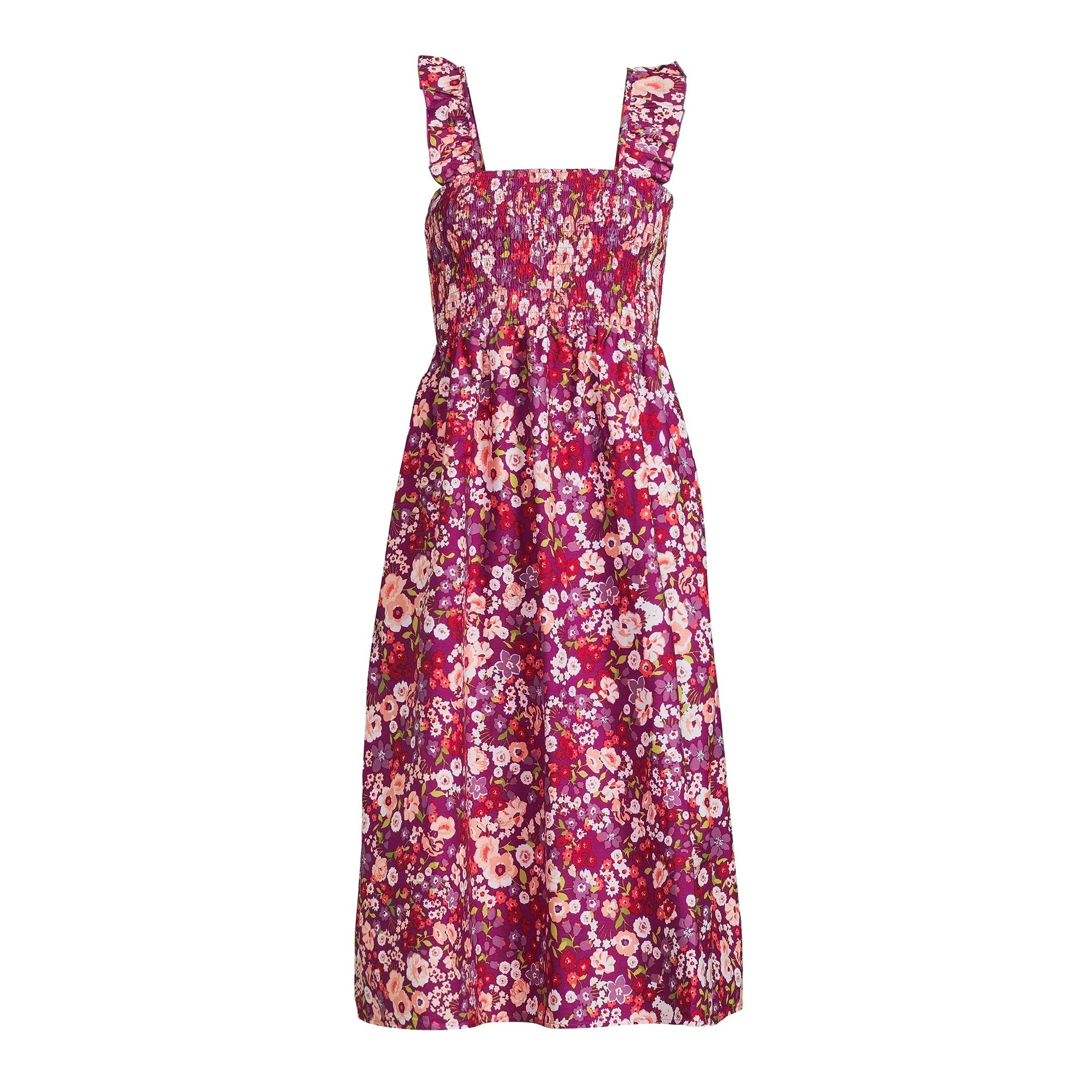 Time and Tru Women's Smocked Midi Dress | Walmart (US)