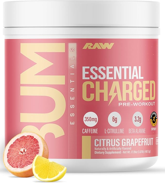 RAW Pre-Workout Powder, Essential CHARGED (Citrus Grapefruit) - Preworkout Supplement for Men, Wo... | Amazon (US)