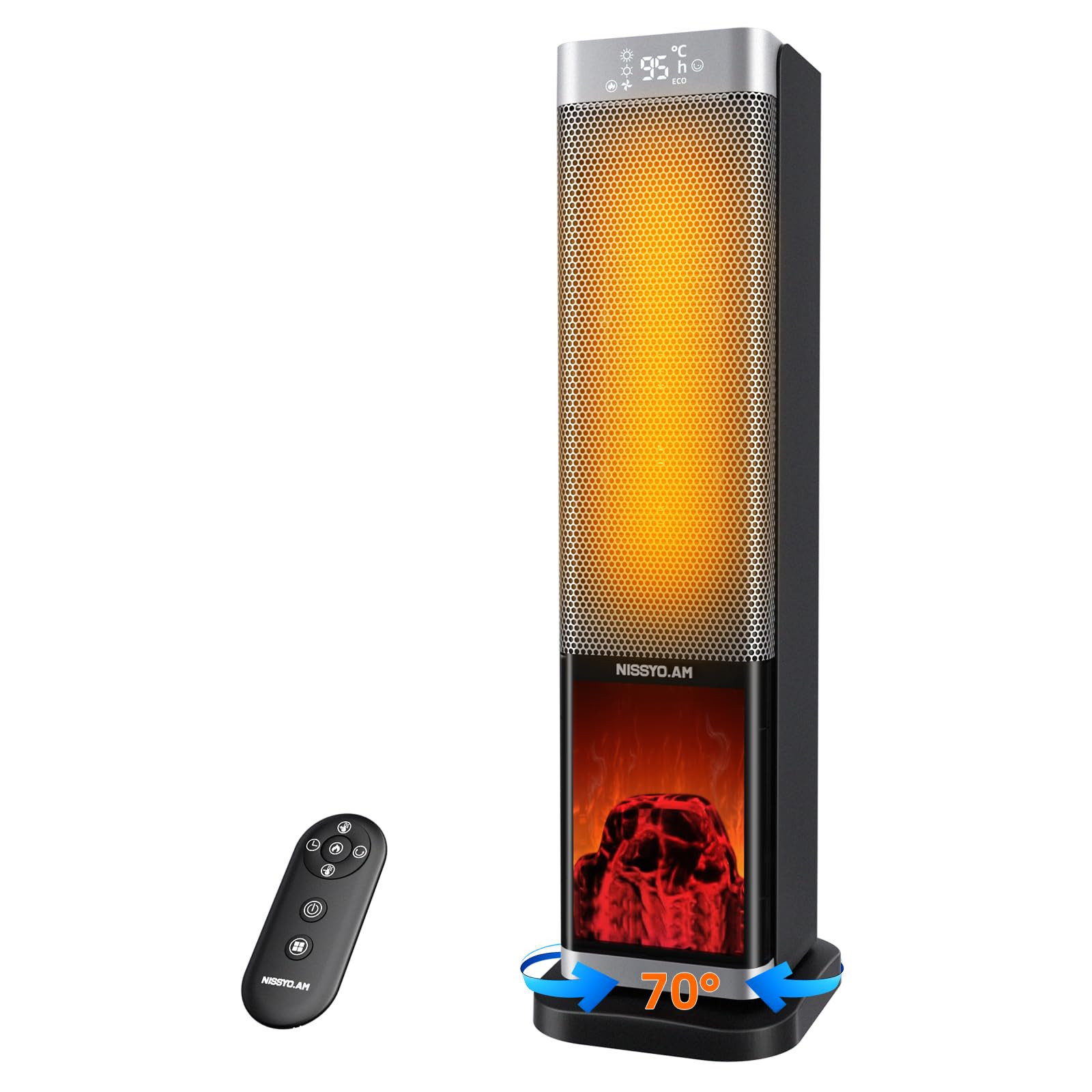 NISSYO.AM 24 Inch Tower Space Heater for Indoor Use, 1500W Quiet PTC Ceramic Heater with Remote &... | Amazon (US)