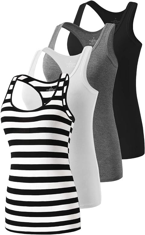 Racerback Workout Tank Tops for Women Basic Athletic Tanks Yoga Shirt Sleeveless Exercise Tops 4 ... | Amazon (US)