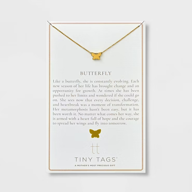 Tiny Tags 14K Gold Plated Butterfly Chain Necklace - Gold | Target