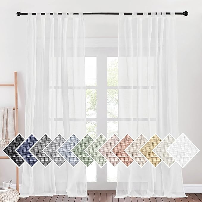 NICETOWN Semi Sheer Linen Curtains for Patio Waterproof, Flax Textured Tab Top Privacy Indoor Out... | Amazon (US)