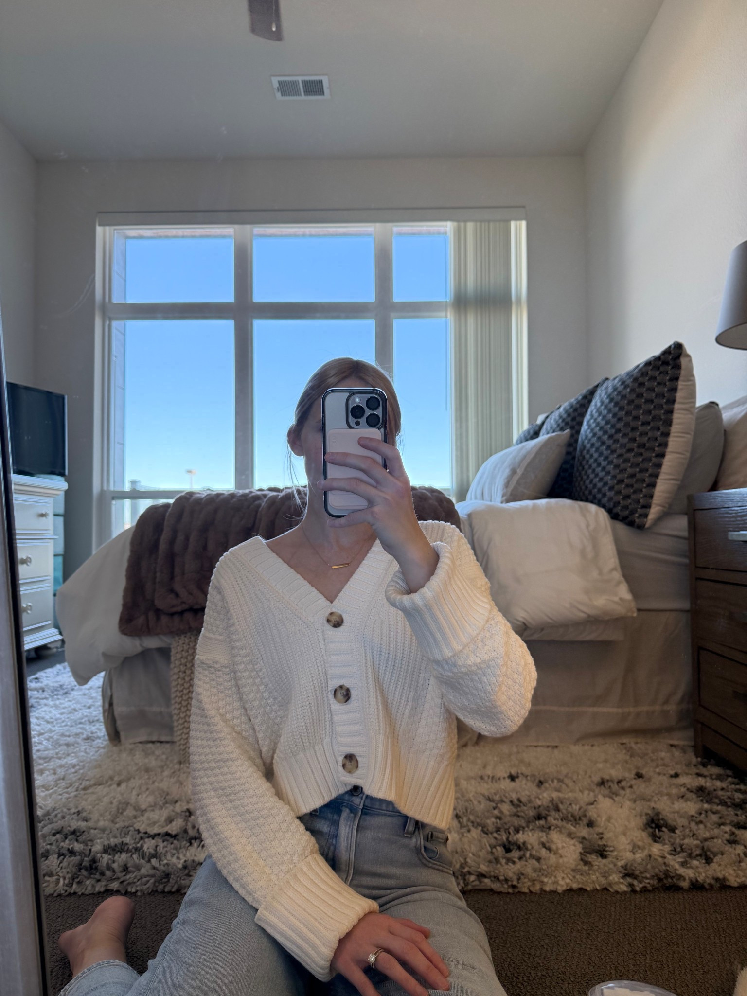 Casual everyday outfit!

White button up sweater - size XS so comfy and cute

Light wash jeans - 25 true to size

Linking my bedroom decor too!!

Casual outfit, winter outfit, cream sweater, button up sweater, cardigan sweater, Quince clothing

#LTKgrwm #LTKFindsUnder50 #LTKootd