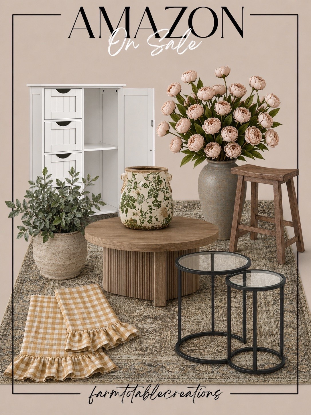 Amazon Home Finds On Sale

Follow @farmtotablecreations on Instagram for more home inspiration, styling ideas, and curated finds.

These are the exact pieces I have in my own home and use on repeat. From the round coffee table and vintage-inspired rug to the storage cabinet, accent tables, florals, and decorative accents, these are the finds you ask me about most. Several are currently on sale, making it the perfect time to grab your favorites before the deals are gone.

#coffeetable #rug #vase #stems #homedecorfinds

#LTKHome #LTKSaleAlert