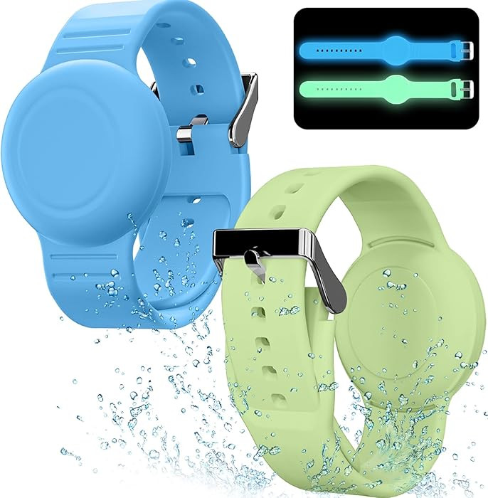 Waterproof Bracelet Compatible with Airtag (1st & 2nd Gen) for Kid, 2 Pack Soft Silicone Hidden W... | Amazon (US)