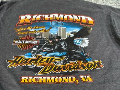 Vintage 2007 Harley Davidson T-Shirt Men Size Lg. Richmond VA Long Sleeve USA! | eBay US