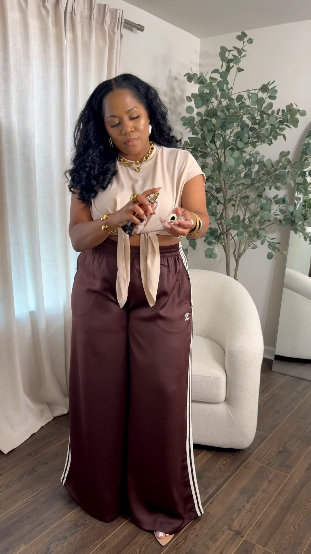 Styling this new fragrance from Juicy Couture available @macys 
Tagging outfit below 
Top @amazon
Pants @adidas 
Shoes @macys 
Lip @hudabeauty Bombshell Pinky Brown
Jewelry from a IG brand Mack & Myyles 
If u shop use code DIVA 
Wearing Fabienne cuff, Silas Mixed Metal Earrings , Maren Cuff (Gold & Silver), Wrenley Necklace, Astrid Mixed Metal Necklace 

Could also do the outfit in black and white tagged those

#LTKootd #LTKgrwm #LTKdayinmylife