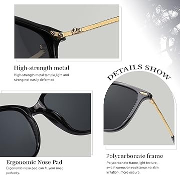 LVIOE Square Polarized Sunglasses for Women, Vintage Fashion Sun Glasses with UV Protection Mirro... | Amazon (US)