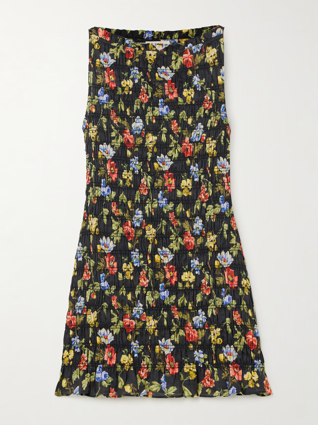 DÔEN - Gianna Shirred Floral-print Ramie Mini Dress - Multi | NET-A-PORTER (US)