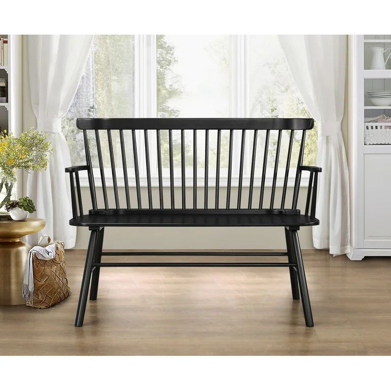 Crown Mark Jerimiah Back Support Bench, Black | Walmart (US)