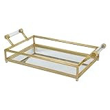 CosmoLiving by Cosmopolitan Metal Mirrored Tray with Acrylic Handles, 22" x 12" x 5", Gold | Amazon (US)