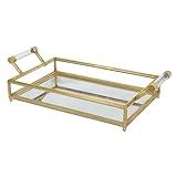 CosmoLiving by Cosmopolitan Metal Mirrored Tray with Acrylic Handles, 22" x 12" x 5", Gold | Amazon (US)