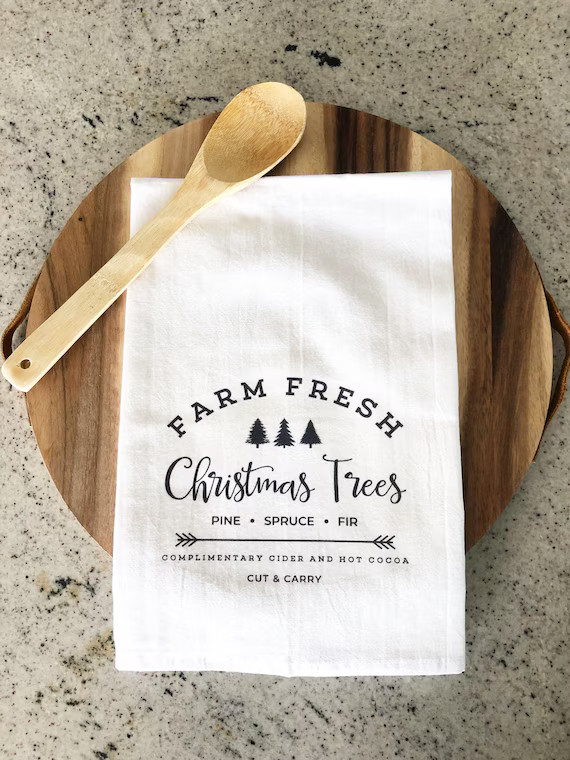 Christmas Tea Towel - Christmas Tree Farm Decor - Kitchen Decor - Farmhouse Decor Christmas Tea T... | Etsy (US)