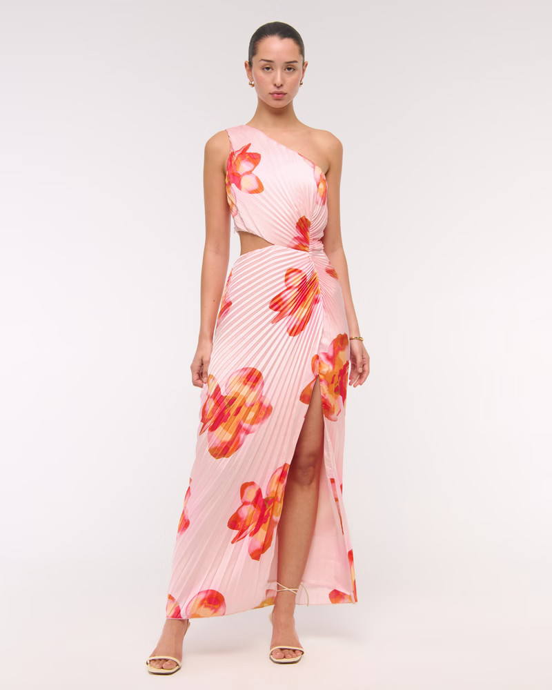 Women's The A&F Giselle Pleated One-Shoulder Cutout Maxi Dress | Women's New Arrivals | Abercromb... | Abercrombie & Fitch (US)