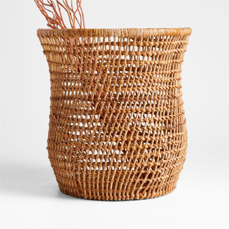 Algarve Small Light Brown Woven Vase 12" | Crate & Barrel | Crate & Barrel